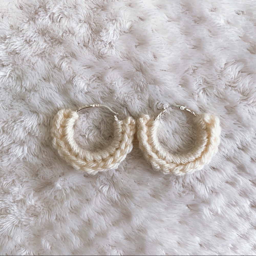 White Crochet Statement Hoop Earrings